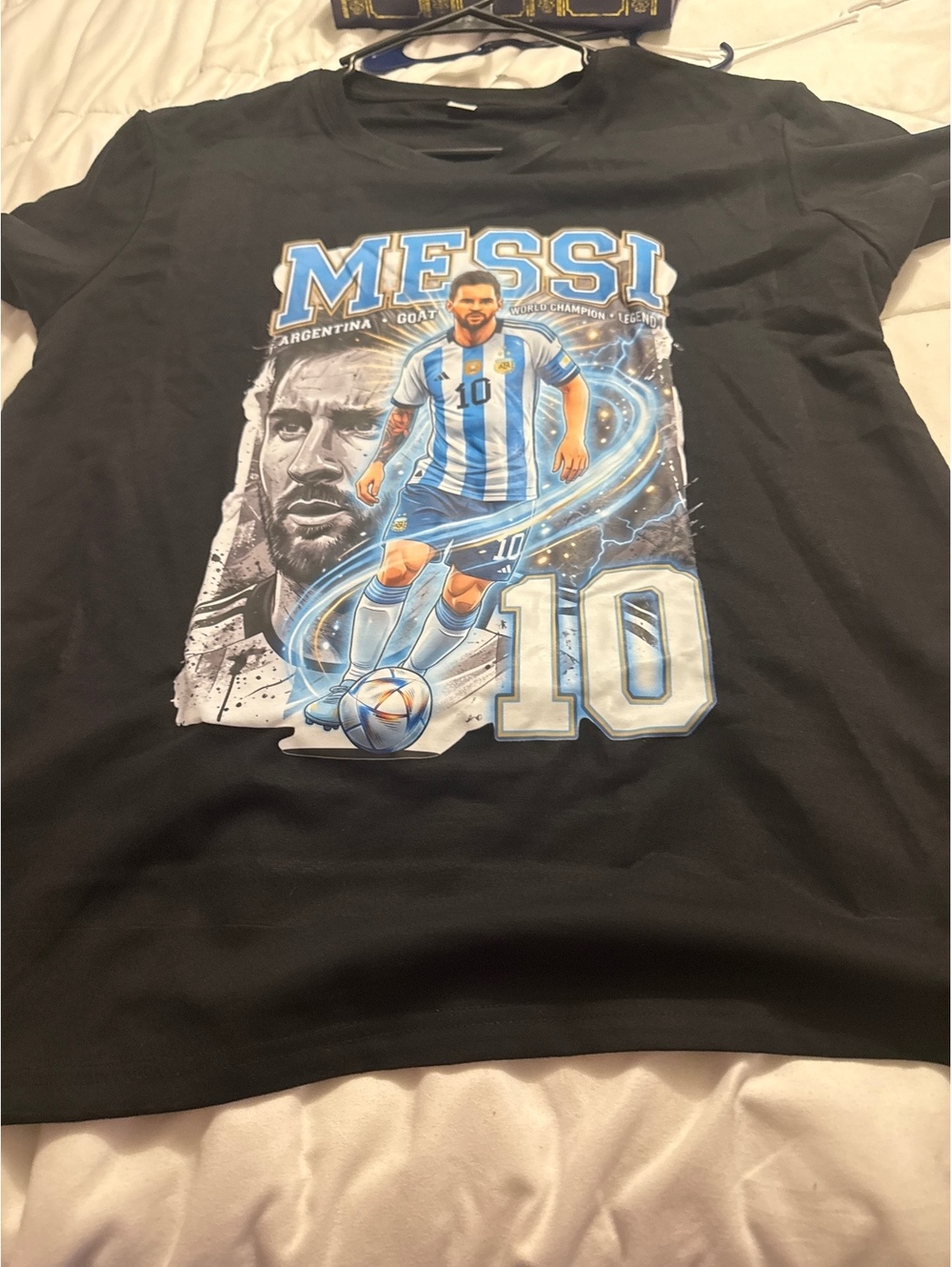 Lionel Messi Argentina Soccer Graphic T-Shirt Size Large